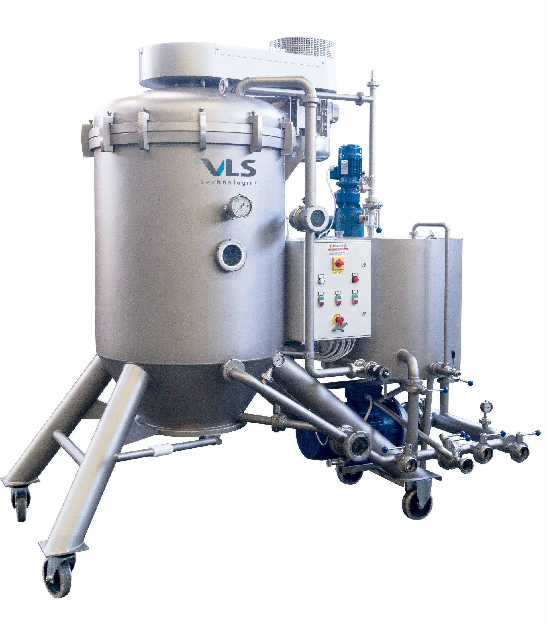 Stainless steel diatomaceous earth filter skid with dosing tank