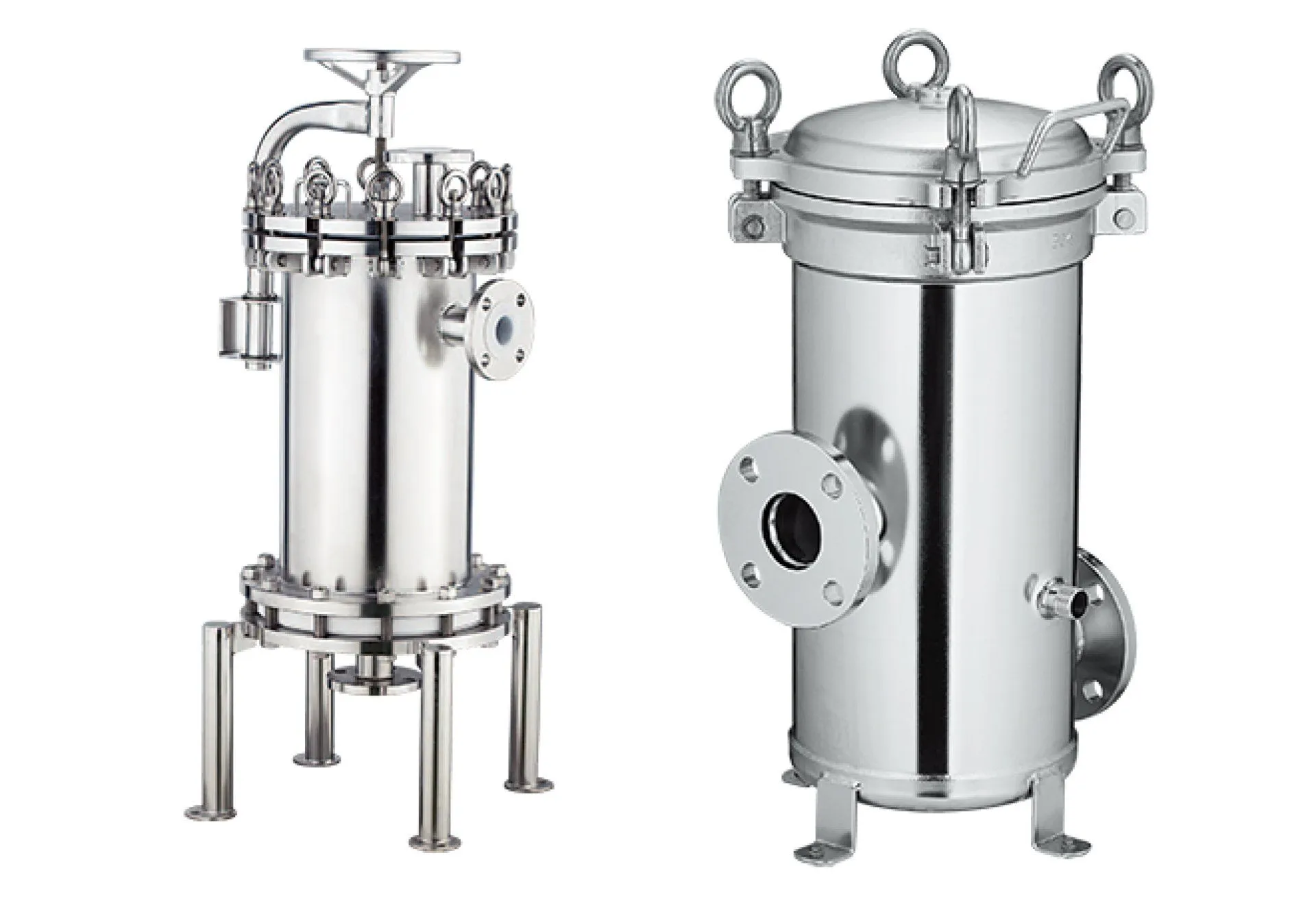 Stainless steel bag and cartridge filter housings