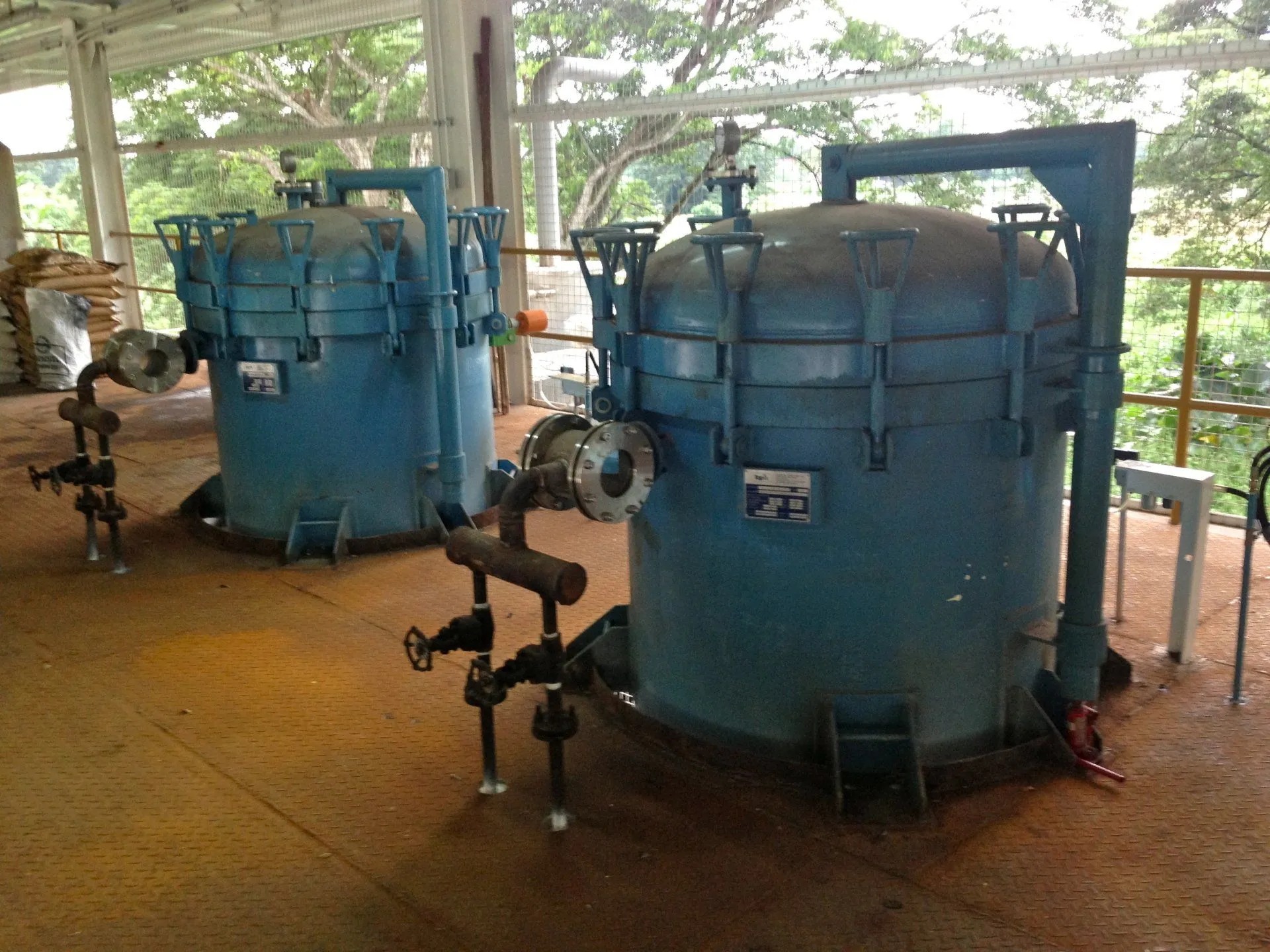 Two pressure leaf filters installed side by side