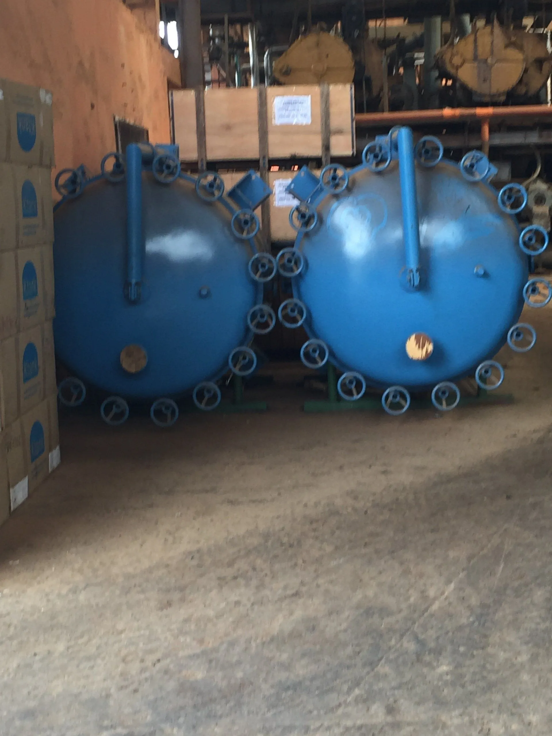 Pair of pressure leaf filter vessels before installation