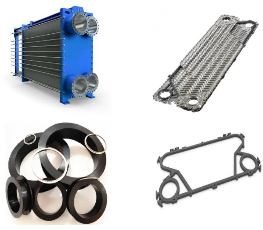 Plate heat exchanger with replacement plates and gaskets