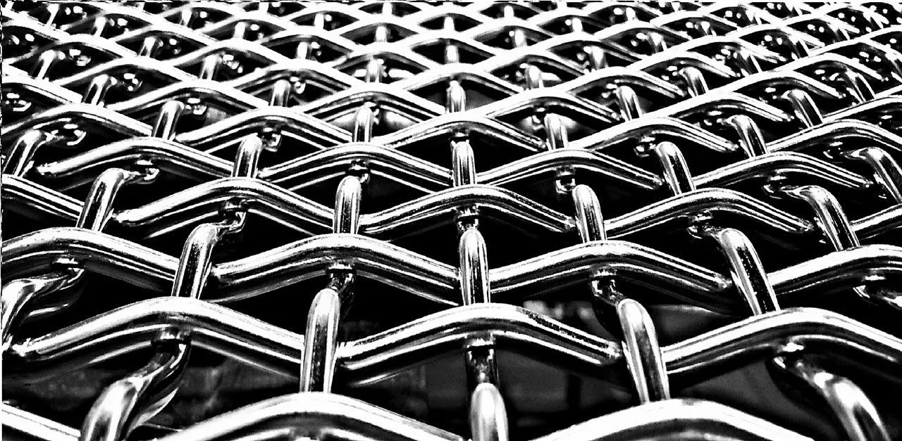 Close-up of woven stainless steel wire mesh